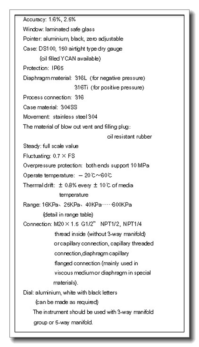 Diaphragm Differential Pressure Gauges For High Steady With 4 Inch Dial All Stainless Steel Material