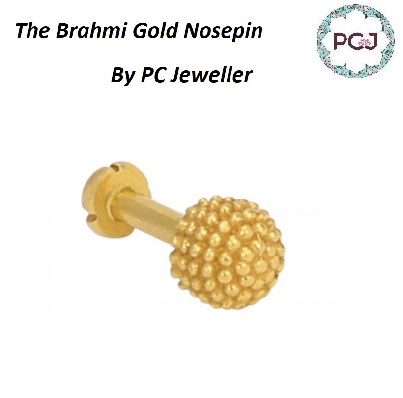 The Brahmi Gold Nosepin By PC Jeweller