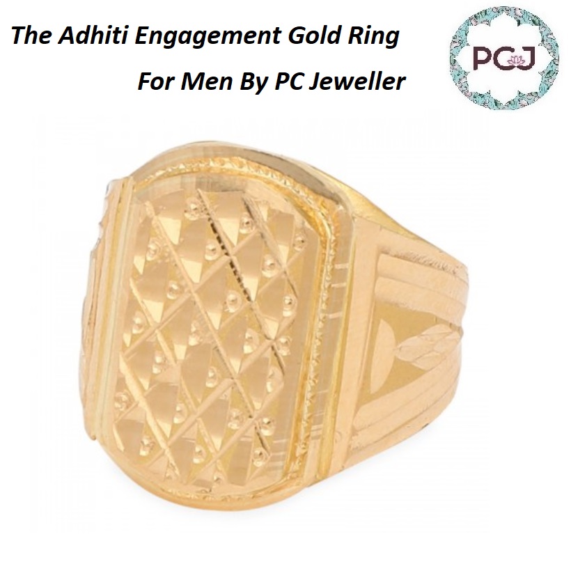 The Adhiti Engagement Gold Ring For Men By PC Jeweller