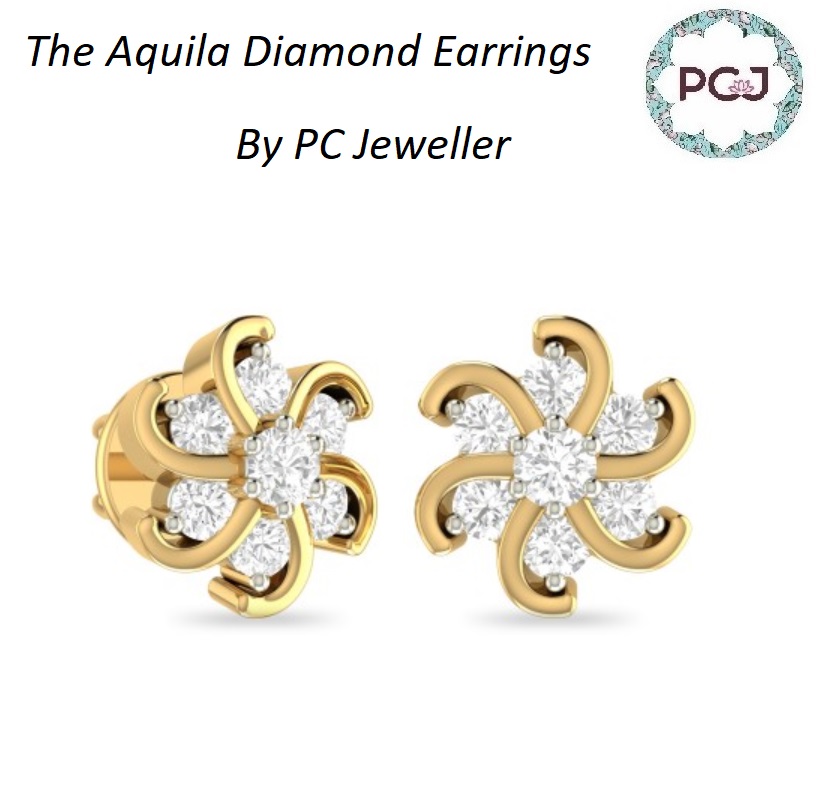 The Aquila Gold Diamond Earrings By PC Jeweller