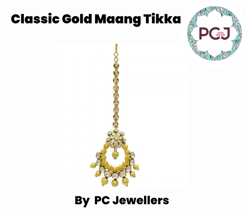 Classic Gold Maang Tikka Design By PC Jeweller