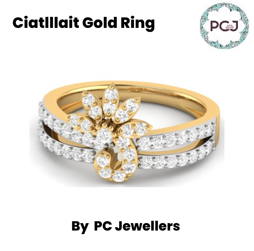 Classic Ciatlllait Gold Cocktail Ring By PC Jeweller