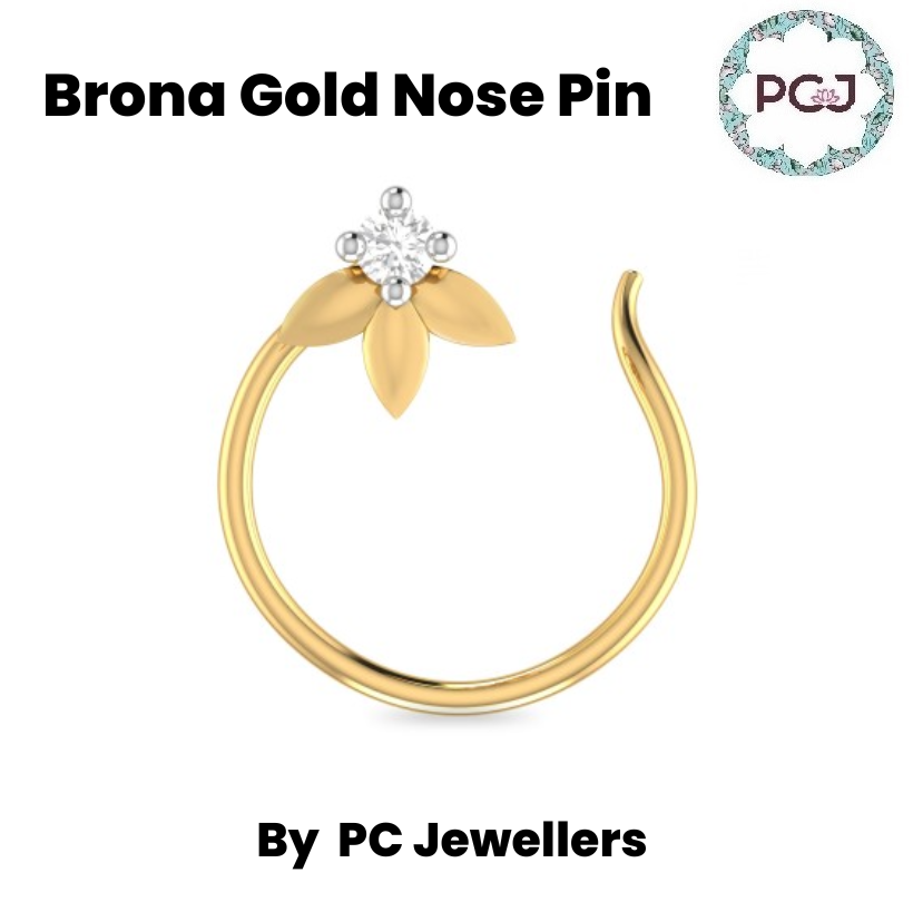 The Brona Small Gold Nose Pin By PC Jeweller