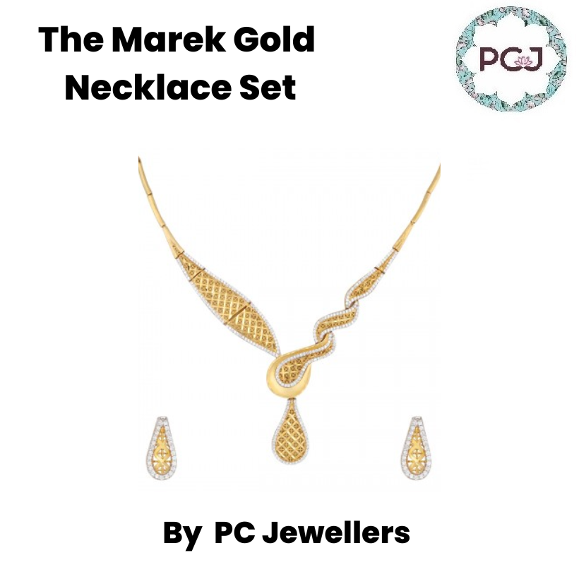 Buy Stylish Marek Gold Necklace Set By PC Jeweller