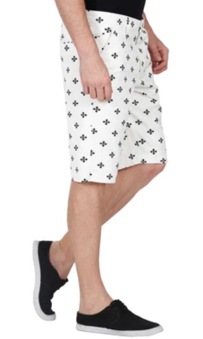 Zach Men White Printed Casual Shorts