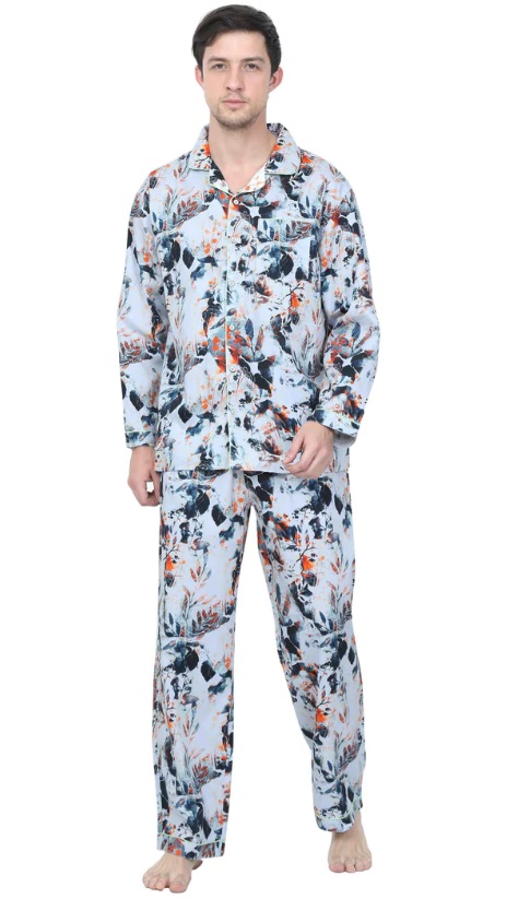 Guniaa Men's James Printed Full Sleeve Shirt And Full Pants Night Suit Set