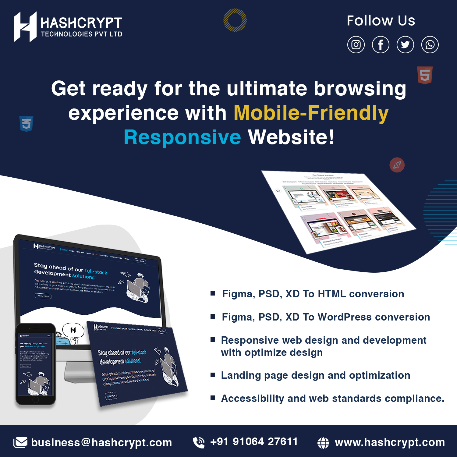 Mobile Friendly Responsive Website Design Rajkot - Hashcrypt