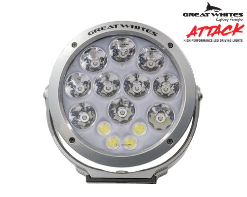 Great Whites Attack 220mm LED Round Alloy Driving Light With Backlight