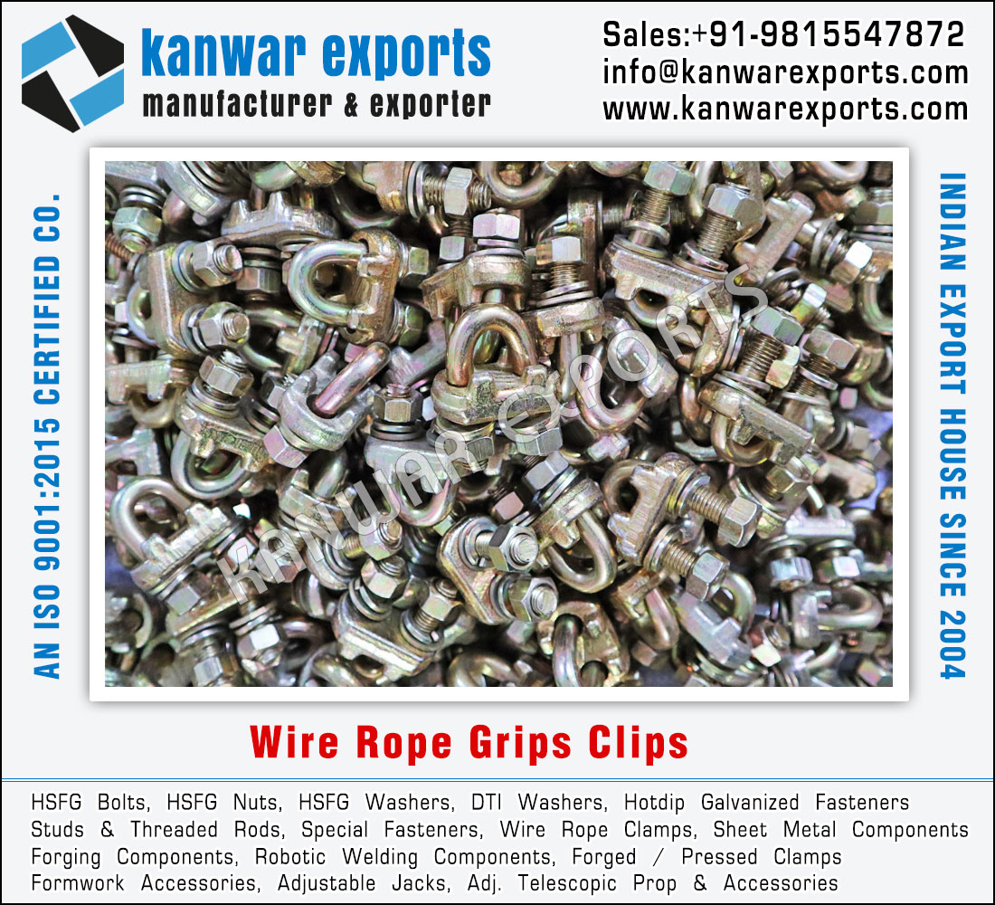 Wire Rope Clamps manufacturers exporters in India Ludhiana https://www.kanwarexports.com +91-9815547872