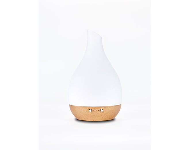 Ella-Wooden Base Art White Ultrasonic Diffuser With Light		