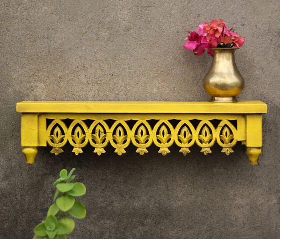 Rajbari Wall Shelf - Yellow