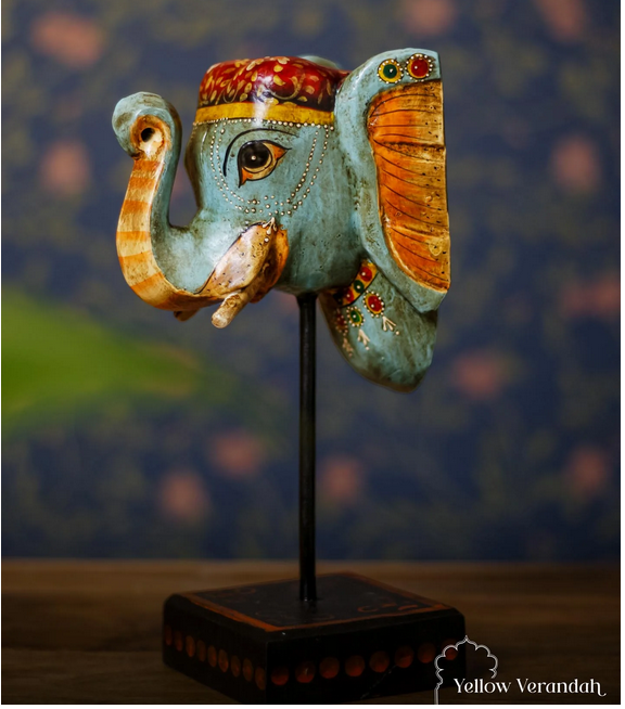 Wooden Elephant on Stand - Home Interior Decoration 