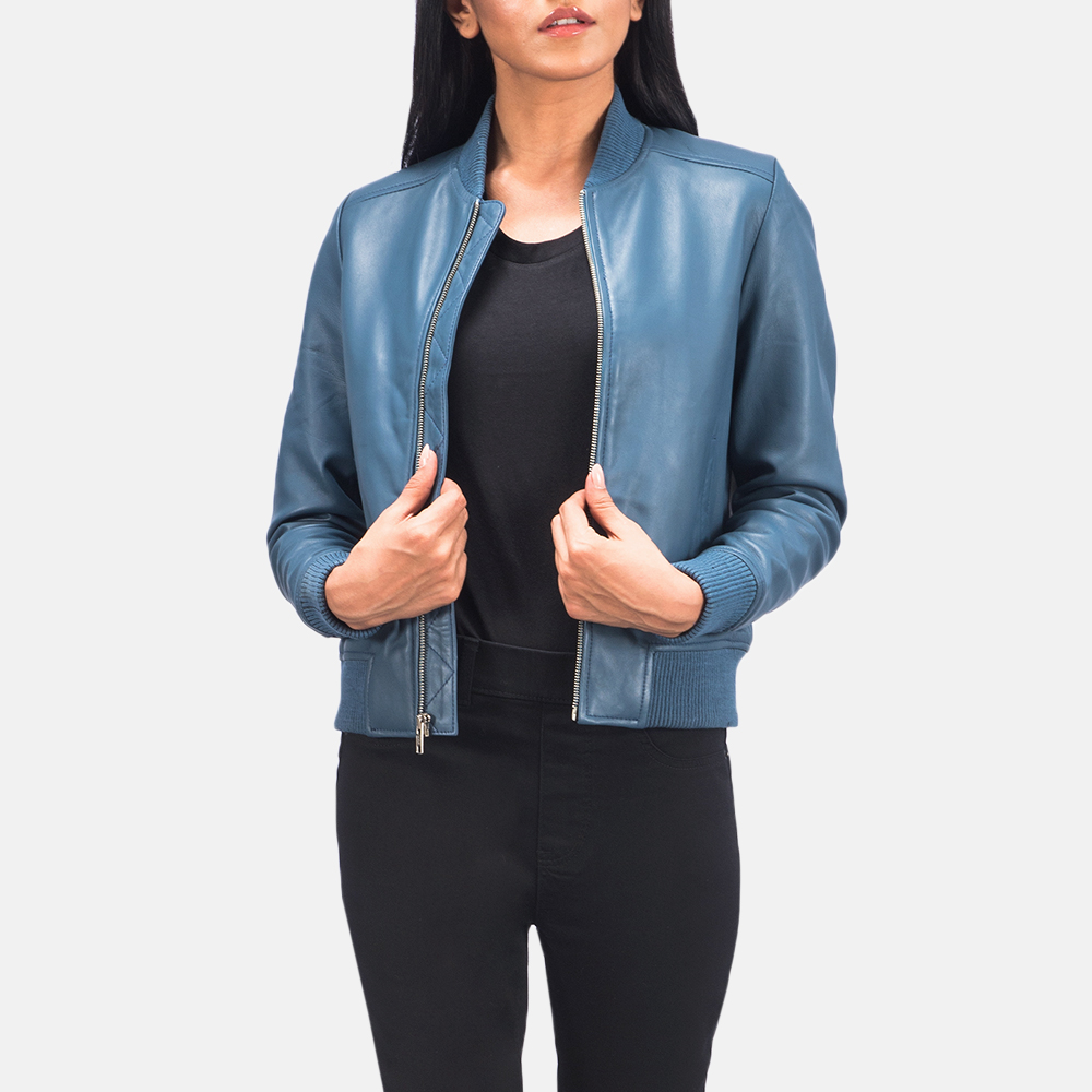 Bliss Blue Leather Bomber Jack