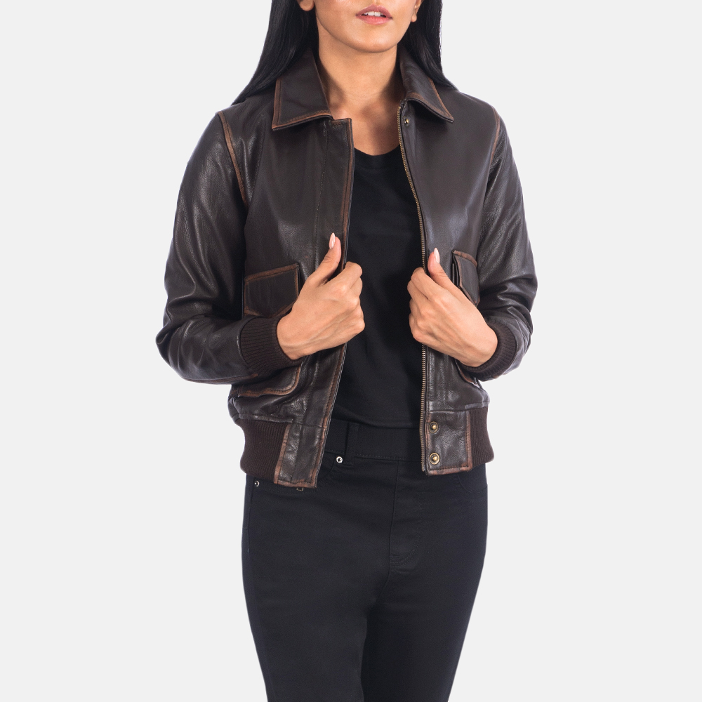 Westa A-2 Brown Leather Bomber Jacket