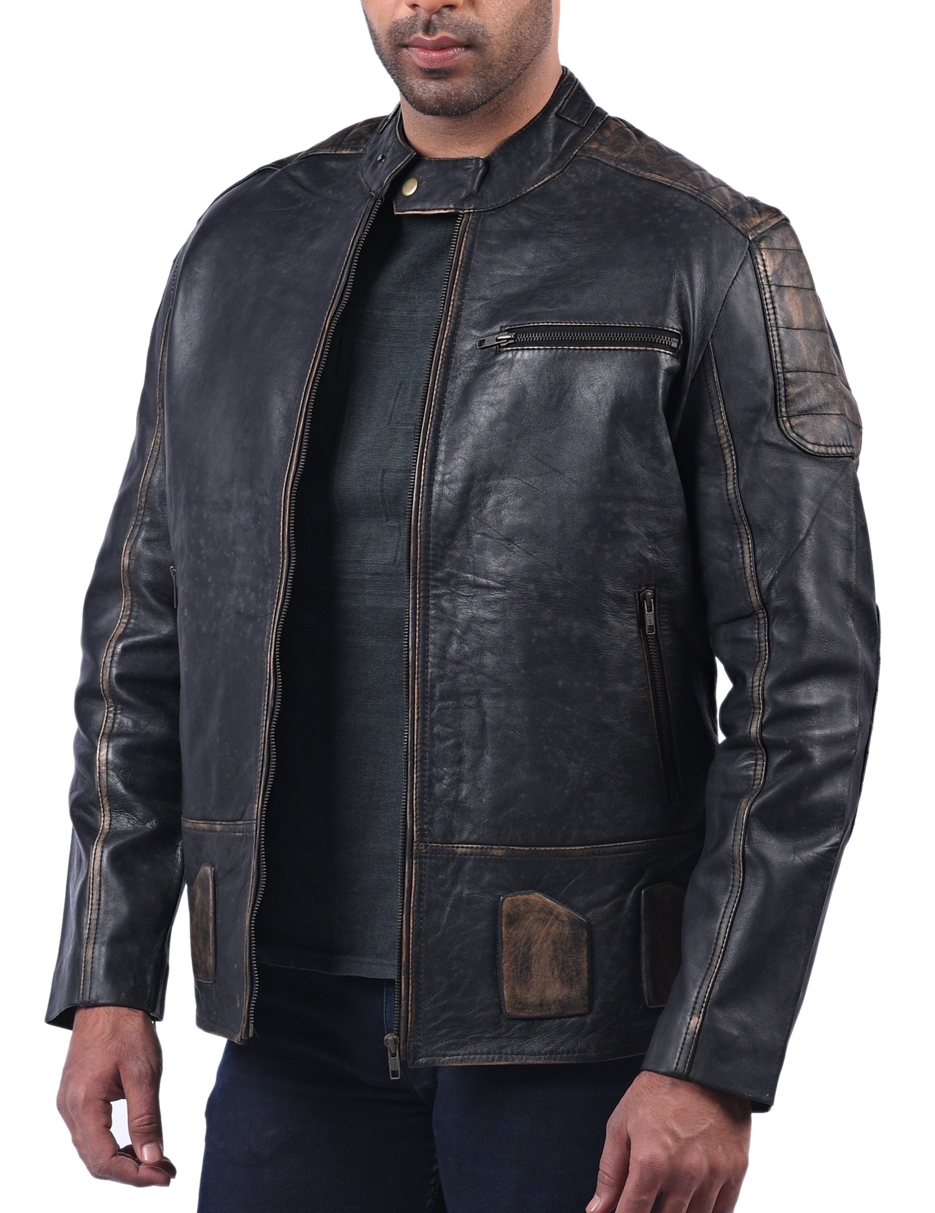 Trans Trail Distressed Leather Motorcycle Jacket