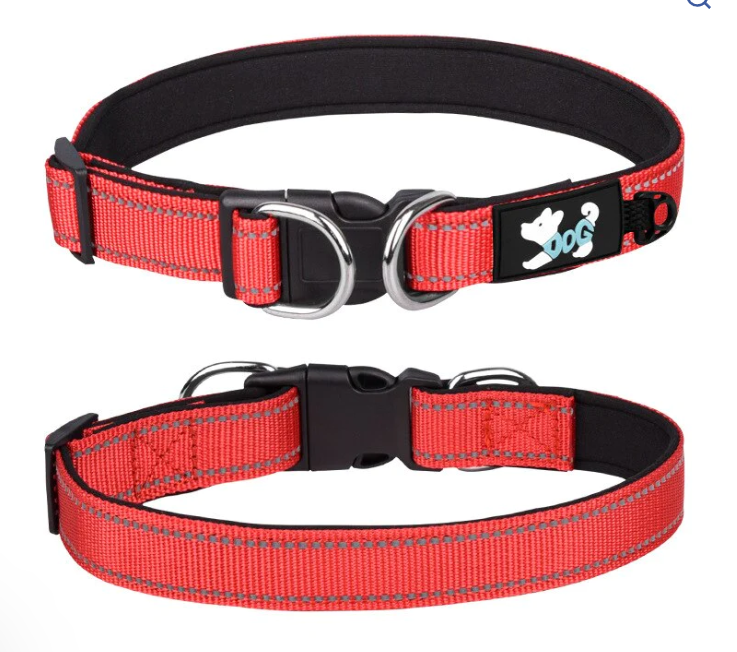 BUY NOW! Adjustable Reflective Nylon Dog Collar with Neoprene Padding