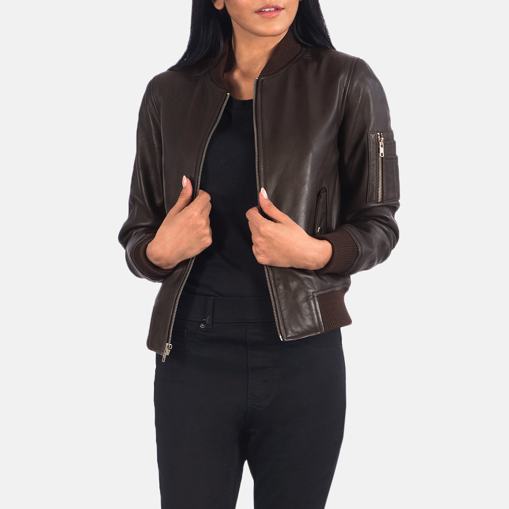 Ava Ma-1 Brown Leather Bomber Jacket