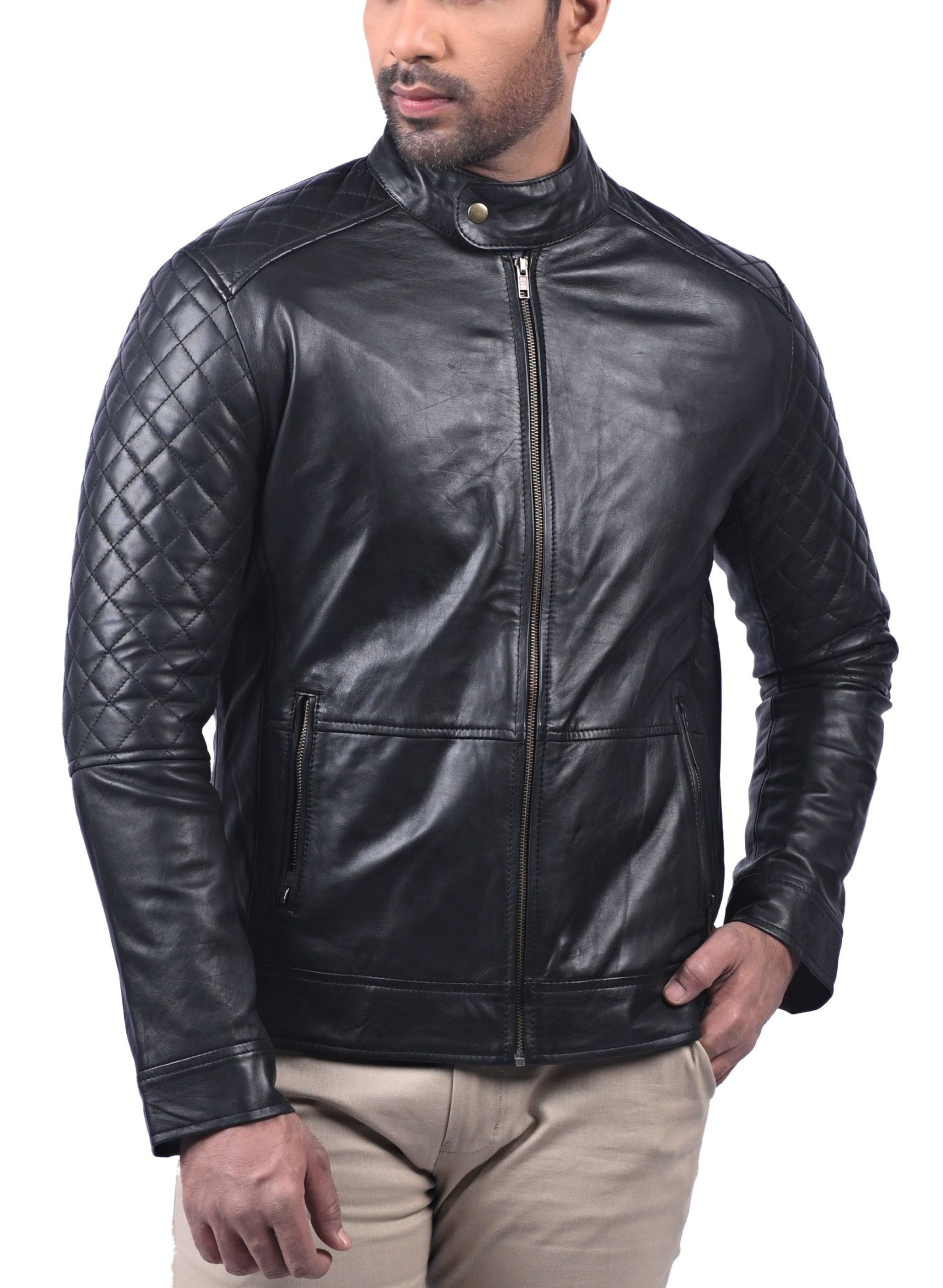 Men’s Black Quilted leather jacket