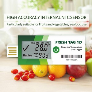 Several Single Use Temperature Data Loggers for Blueberry Cold Chain