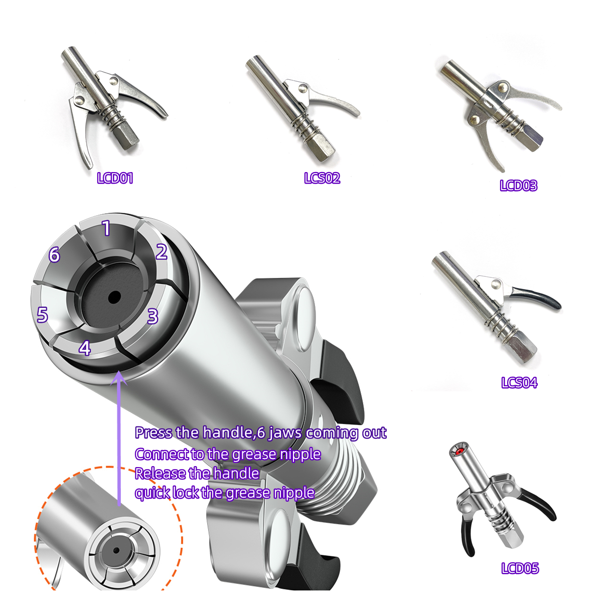 Quick Released Grease Gun Nozzle