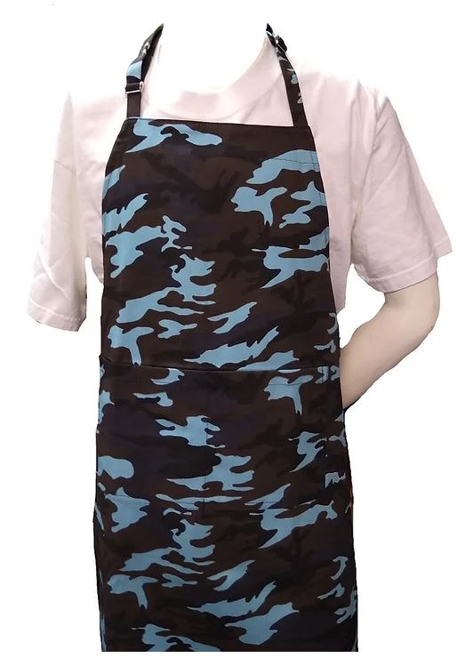 Chef Adult Apron in Camo Woodland Blue Brown Guyana