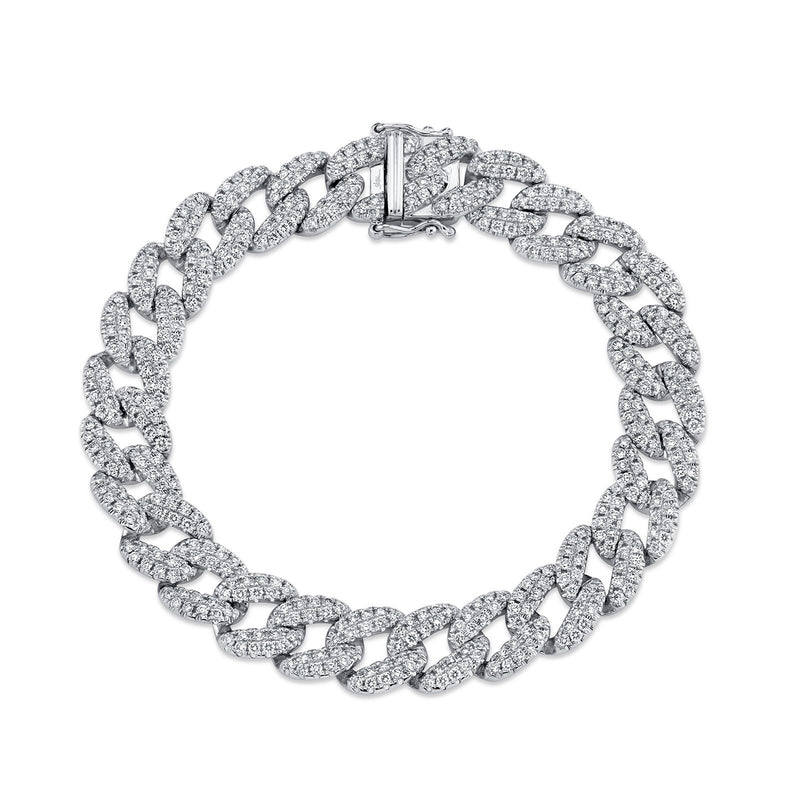 14K White Gold 4.36Ctw Diamond Pave Link Bracelet