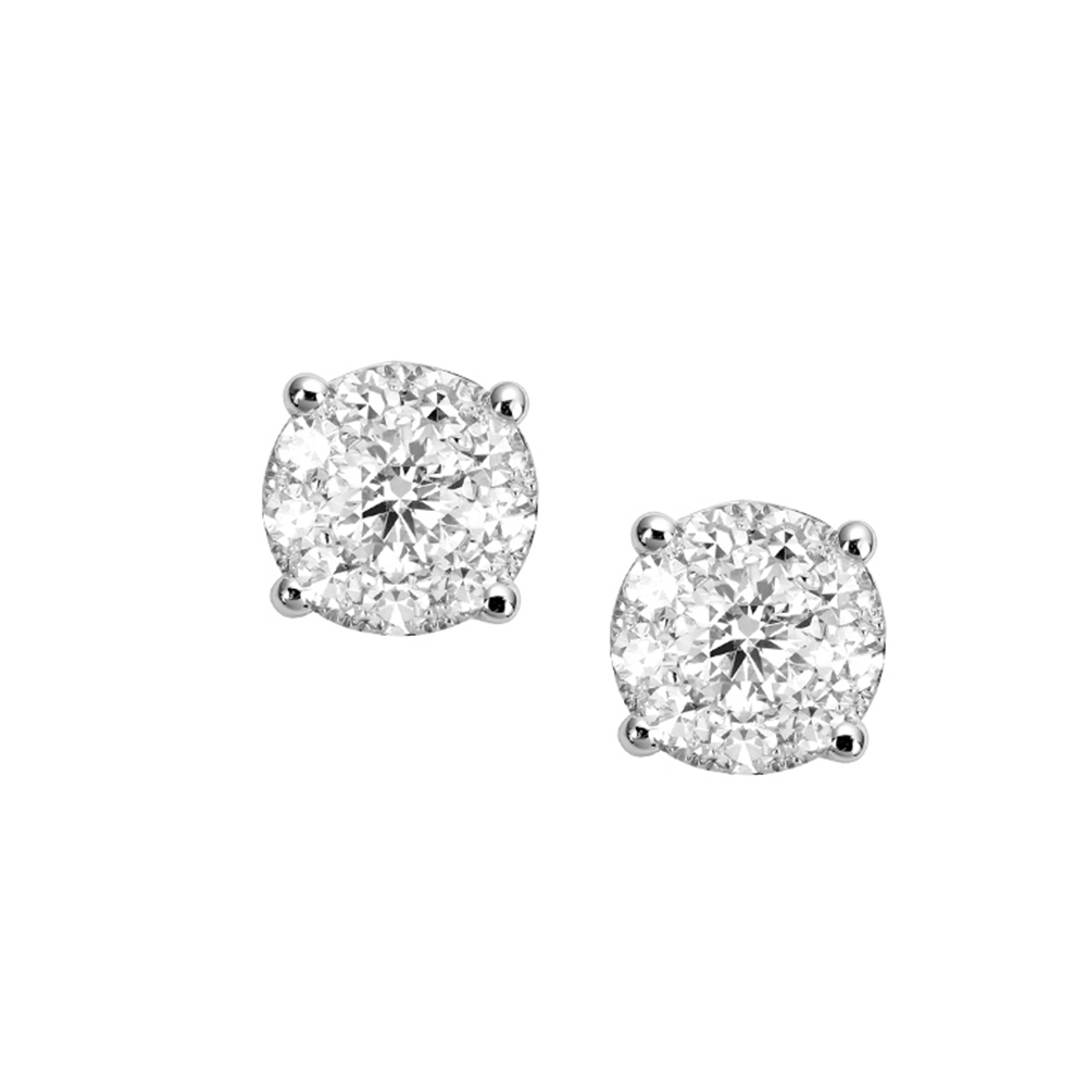 18k White Gold Diamond Illusion Stud Earrings