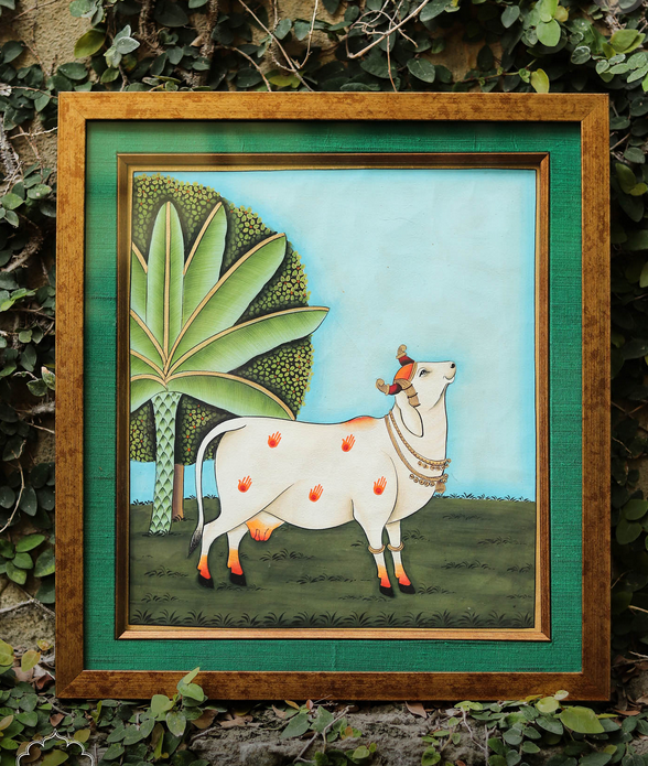 Original Pichwai Painting - Cow