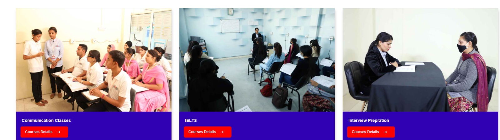 Communication classes, IELTS, Interview preparations, Spoken English courses