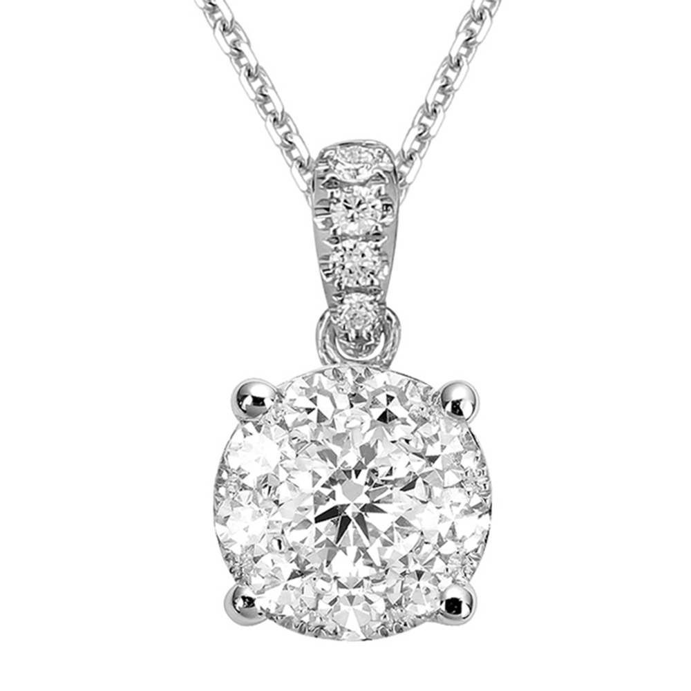 An 18k White Gold Diamond Cluster Pendant