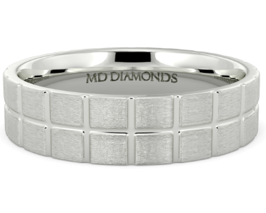 Men's Tile Pattern, Matt Finish Wedding Band