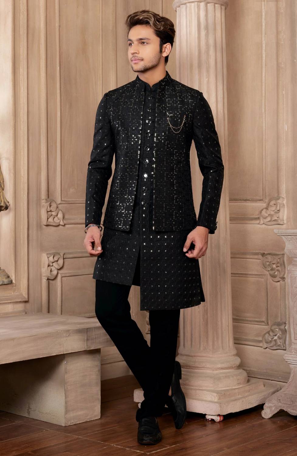 Elegant Black Partywear Indo Western