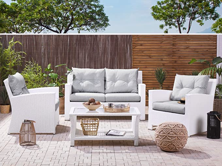 Outdoor Grey Sofa Set - White/Light Grey Patio Furniture