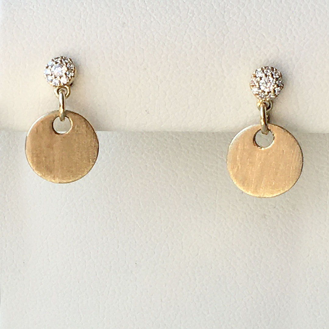 14K Yellow Gold, Dangle Style Circle Earrings