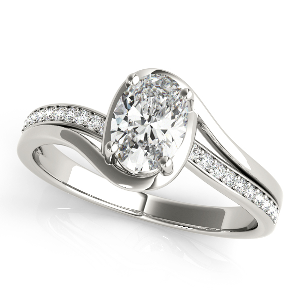 Bypass Style Oval Diamond Engagement Ring