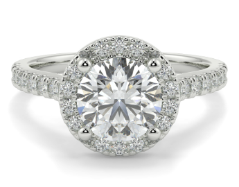 Round Single Halo Diamond Engagment Ring