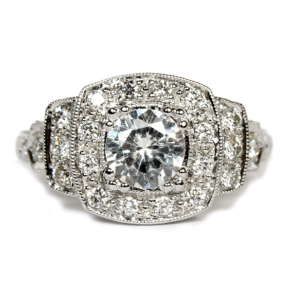 Antique Style Diamond Semi-Mount Engagement Ring