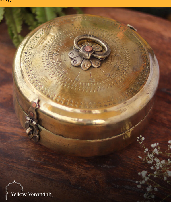  Vintage Brass Chapati Box Online - Yellow Verandah