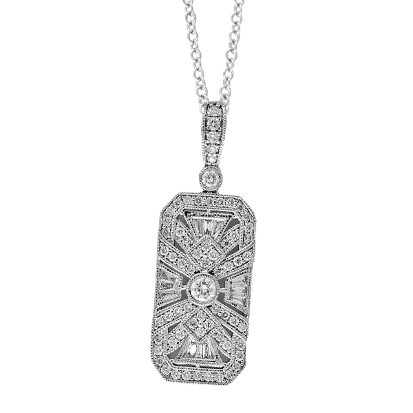 Effy 14K White Gold Art Deco Style Diamond Pendant