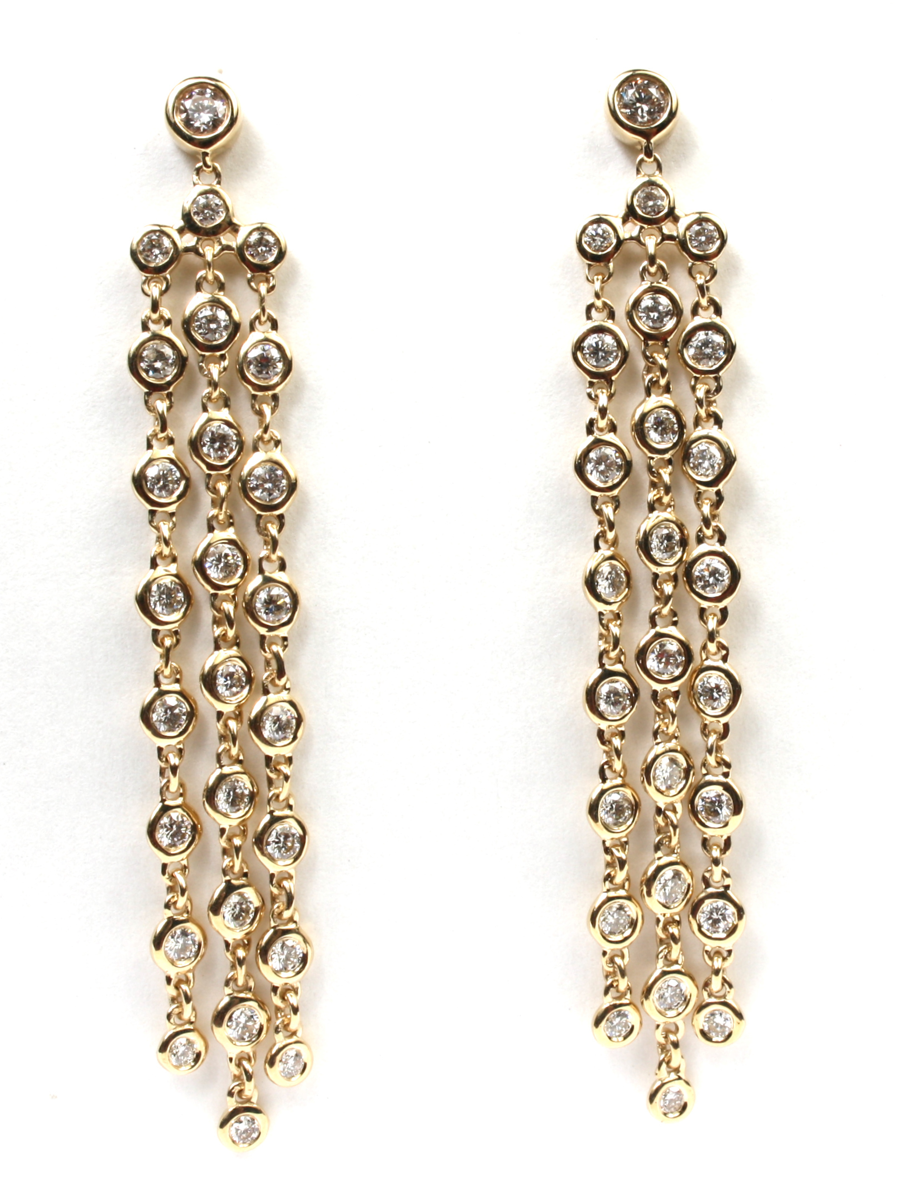 14k Yellow Gold Diamond Chandelier Earrings