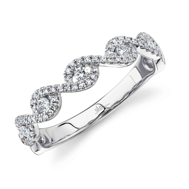 14K White Gold Twisted Diamond Band