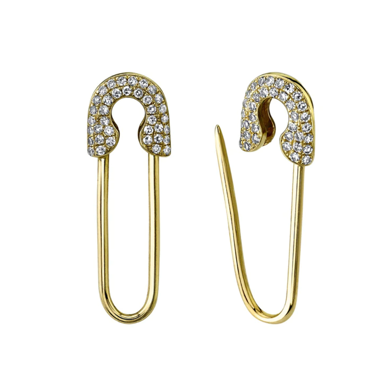 Safety Pin Diamond Earrings