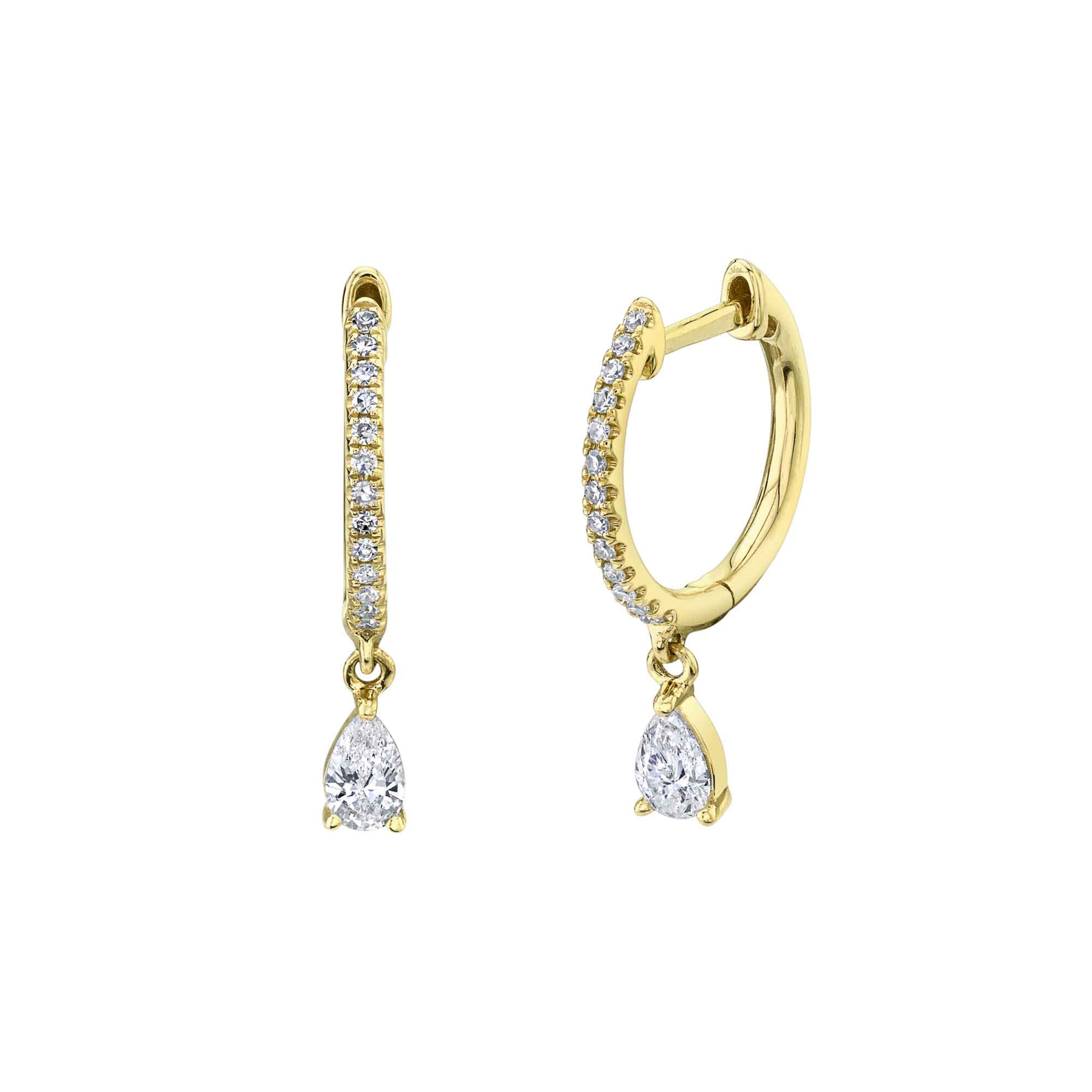 Diamond Pear Huggie Earring