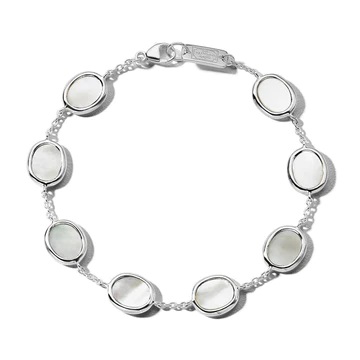 Polished Rock Candy Silver Mini Oval Slice Chain Bracelet