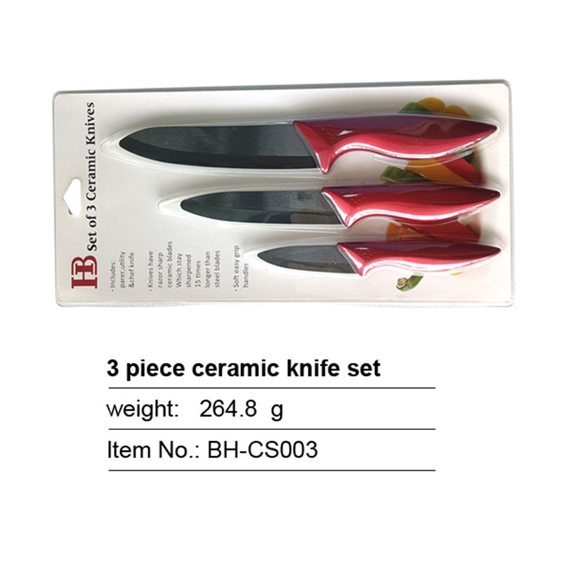 3 Piece Ceramic Knife Set With ABS+TPR Handle