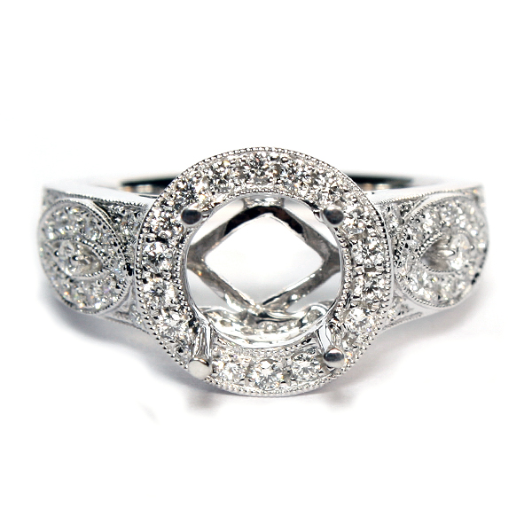 18K White Gold Diamond Semi-Mount Engagement Ring