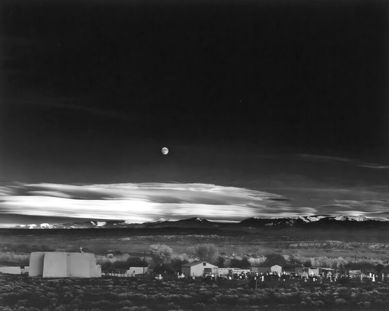 Moonrise over Hernandez New Mexico 1941 by Ansel Adams