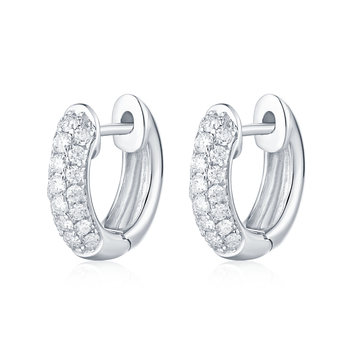 14K White Gold 0.72 ctw Diamond Hoop Earrings