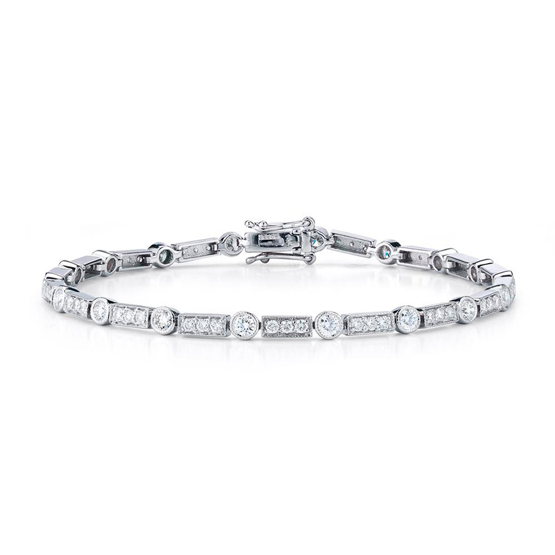 Alternating Diamond Bezel and Diamond Bar Bracelet