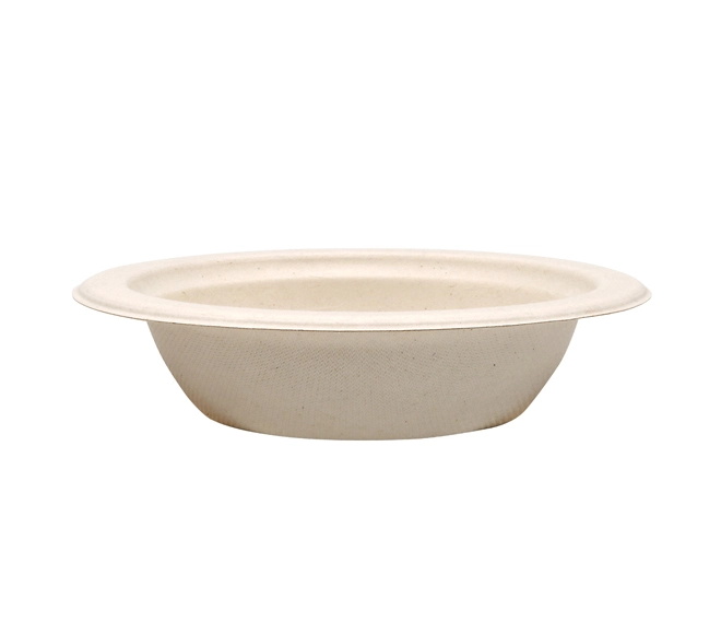 12 oz Food Grade Bagasse Heat Resistant Disposable Biodegradable Portable Dessert Round Flat Bowl Plate